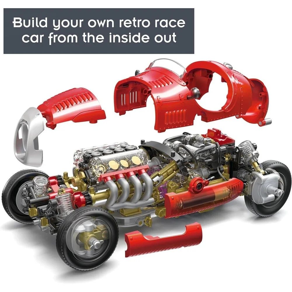 Thames & Kosmos V8 Race Car 233-Piece Motorized Engineering Model Kit Ages 10+